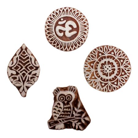 Set of 4 Piece New Mix Wooden Printing Blocks